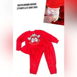 Buster brown 2t & 3t red cat set outfit
